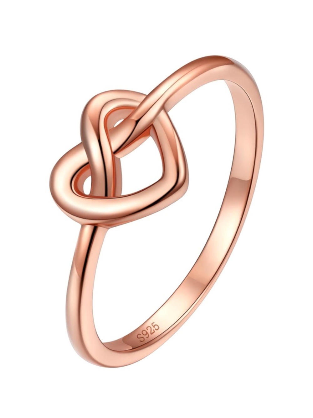 SILVORA Rose Gold Knot Heart Ring 925 Sterling Silver Size 6